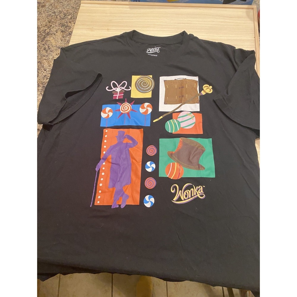 Willy Wonka & The Chocolate Factory Movie Black T-Shirt Adult XL